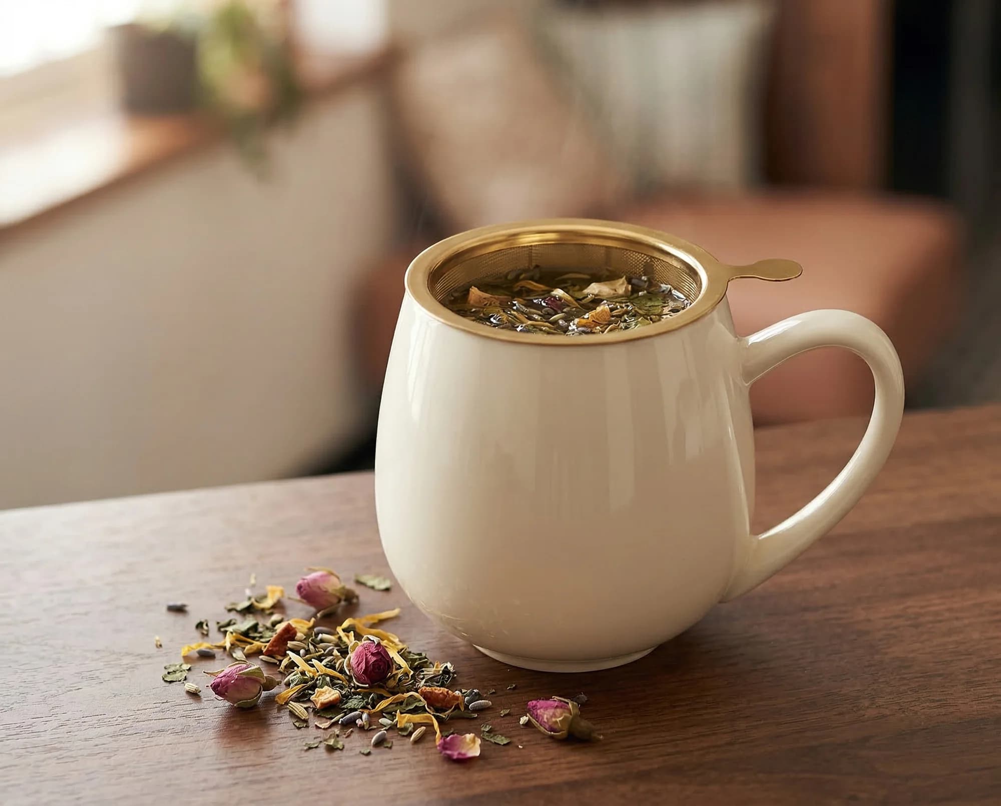 Pouring herbal tea elegantly